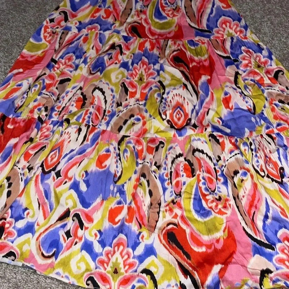 Willa Story Tiered Maxi Dress - Pink Orange Watercolor SZ Medium. N - Picture 4 of 5